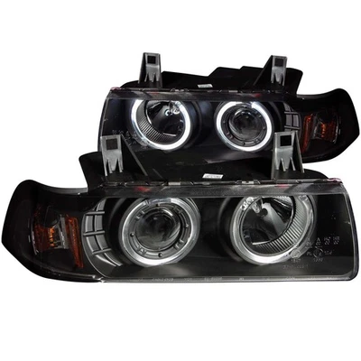 ANZO for 1992-1998 BMW 3 Series E36 Projector Headlights w/ Halo Black G2 1 pc Foto 1 de 4