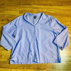 EILEEN FISHER Bluse Baumwolle geknöpft 3/4 Arm blau Gr. XL Business Hemd Oberteil - Bild 1 von 4