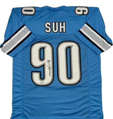 Camiseta deportiva personalizada autografiada por Ndamukong Suh de los Detroit Lions Beckett certificado de autenticidad Foto 1 de 2