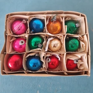 12er Set Vintage 2" Quecksilber Glas Weihnachtsschmuck Mix Mid-Century UdSSR Kugeln - Bild 1 von 11