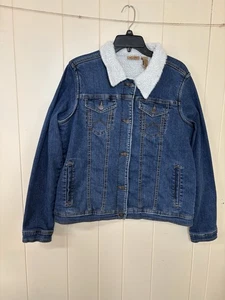 Wrangler Denim Sherpa Lined Jacket Youth Size XXL Trucker Chore Heavy Boyfriend - Picture 1 of 20