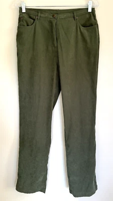 DENIM & CO - Calça Feminina Moleskin / Camurça Artificial - Tamanho 10 - Verde Oliva - Imagem 1 de 4