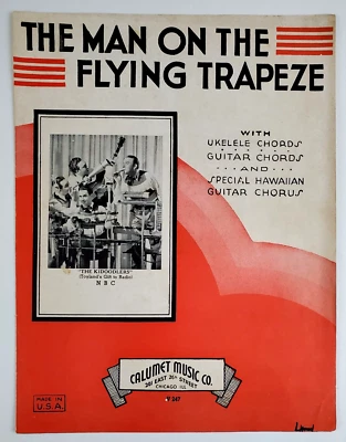 Man On Flying Trapeze Kidoodlers 1935 Vintage Sheet Music Ukulele Guitar Piano - Image 1 of 4