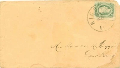 10c Stamp Confederate States Letter to Mrs. Dame M. Goggin Lynchburg, Virginia Foto 1 de 2