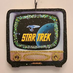 Retro Television - Star Trek Style #1 * Glitter Christmas Ornament * Vtg Img