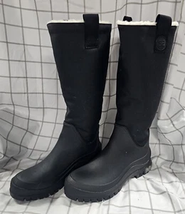 Sam Edelman Lessie Tall Rain Boots With Shearling Lining Black Waterproof Size10 - Picture 1 of 8