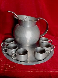 Bauhaus Karl Raichle 1918-1933 handgeschmiedete Bowle Weinkanne KOMPLETTES SET ! - Bild 1 von 10