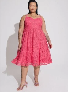 Torrid Barbie Pink Midi Dress Crochet Lace Sweetheart NWT New 3X - Picture 1 of 6