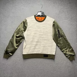 Rocawear Sweatshirt Mens Large Gray Green Crewneck Pullover Zip Pocket Blak MA-1 - Picture 1 of 12
