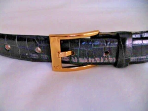 Calvin Klein 9834 Black Italian Alligator Calfskin Belt Sz Medium - Picture 1 of 6