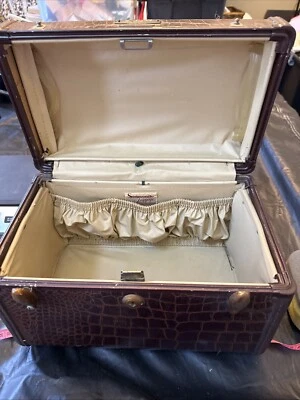 Mala Samsonite Shwayder maquiagem trem vaidade 4112 couro falso jacaré - Imagem 1 de 4