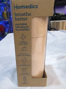 HoMedics Portable USB Ultrasonic Humidifier Travel Size, PEACH w/7 Color Lights - Picture 1 of 9
