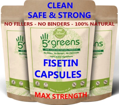 5GREENS Fisetin Extract 450mg Capsules 10:1 Strawberry Extract Vegan STRONG & EFFECTIVE