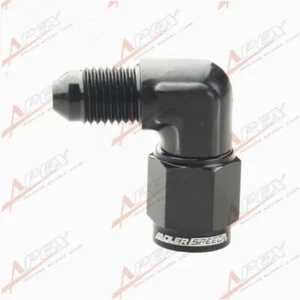 AN-3 AN 3 3AN 90 Degree Male To Female Fuel Hose Fitting Black - Picture 1 of 6