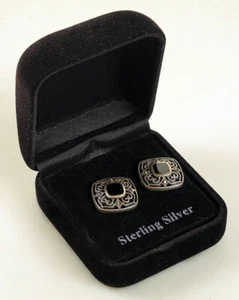 Sterling Silver & Black Onyx Stud Ear Rings New Jewelry - Picture 1 of 1