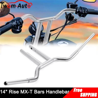 14'' Rise MX-T Bars Handlebar 1 1/4'' For 1996-UP Harley Dyna Sportster Softail - Image 1 of 4