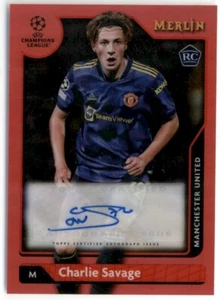 2021-22 Merlín UEFA Champions League refractor rojo automático Charlie Savage 03/10 - Imagen 1 de 2