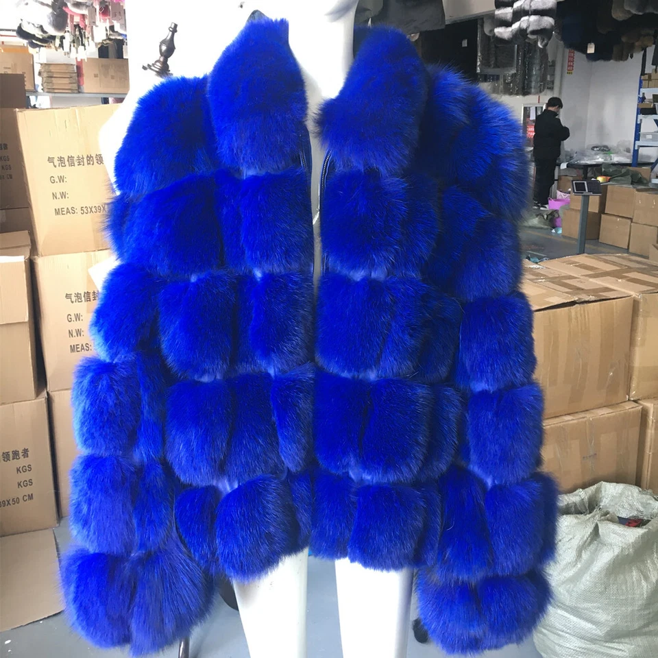 Invierno Para Hombres Piel de Zorro Real Bombardero Chaquetas Moda Piel Natural Cuadrados Abrigo Prendas de abrigo Foto 1 de 4