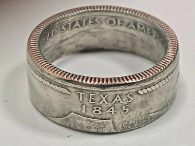 Texas Coin Ring USA State Quarter 25 Cents Handmade Jewelry Custom Vintage - Image 1 of 4