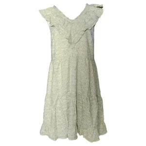 Kestan Green Floral Tiered Ruffle Sleeveless Mini Dress Women's L Boho Girly - Picture 1 of 10