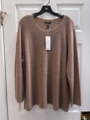 Pulôver Eileen Fisher XL extrafino lã merino mel novo com etiquetas - Imagem 1 de 2