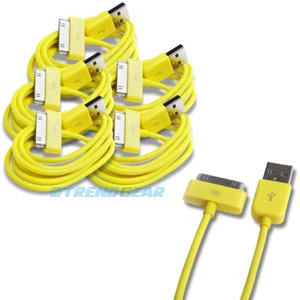 5PCS USB SYNC DATA POWER CHARGER CABLES NEW IPAD IPHONE IPOD CLASSIC NANO YELLOW - Picture 1 of 1