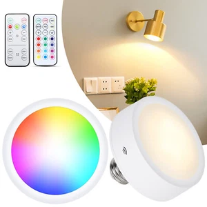 LED Puck Light E26/27 Base Light Bulbs Dimmable Battery Powered for Sconce Light - Picture 1 of 16