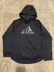 Adidas Pullover Hoodie Kids Size Large (14) Dark Gray With Silver Logo - Picture 1 of 4