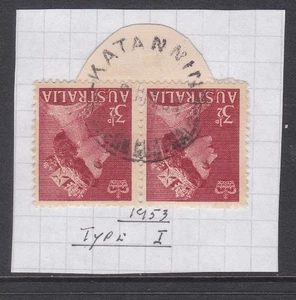 1953 QUEEN ELIZABETH II 3 1/2d PAIR PRE-DECIMAL STAMPS CDS KATANNING WA VFU #17 - Picture 1 of 1