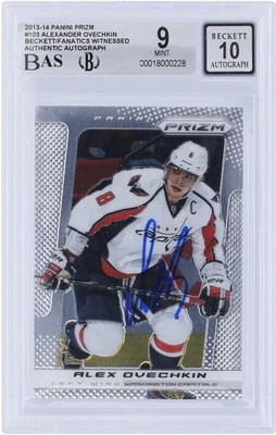 Tarjeta autografiada por Alexander Ovechkin Capitals 2013-14 Panini Prizm #103 BAS 9/10 Foto 1 de 3