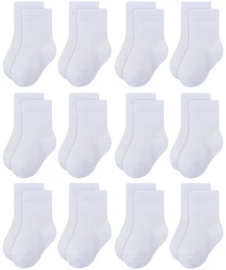 Basic Cotton Crew Socks for Unisex Baby Infant Toddler Kids Boys Girls (6-8 Y... - Picture 1 of 4