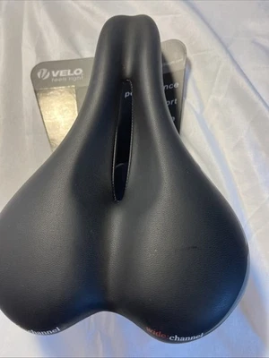VELO Bike Seat Wide Channel Saddle Lightweight Vented Black "New" - Image 1 of 4