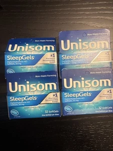 (4) Unisom SleepGels Nighttime Sleep-Aid, 32 Ct Each - EXP: 2027 - NEW & Sealed - Picture 1 of 2