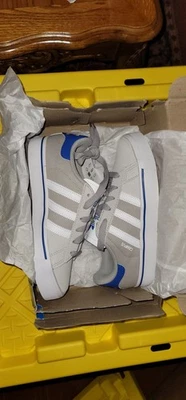 Adidas Campus Vulc Niños Tenis Gris/Blanco/Azul, Talla 4 Juvenil (5 Mujer) Foto 1 de 4