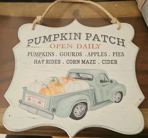Quill To Paper By SixTrees Handcrafted Wood Sign With Blue Truck Pumpkin Patch - Picture 1 of 5