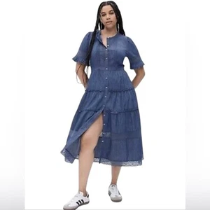 LoveShackFancy x Gap Tiered Midi Dress Size L EUC - Picture 1 of 12