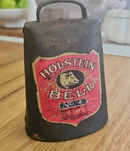 ANTIKE HOLSTEIN GLOCKE NR. 4 BLUM MFG CO USA FARM KUH GOLD COLLINSVILLE IL USA - Bild 1 von 9