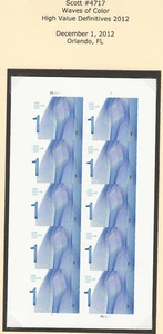 US Scott #4717 come nuovo NH 2012 pannello di 10, $1 Waves of Color autoadesivo, fustellato vf - Foto 1 di 2