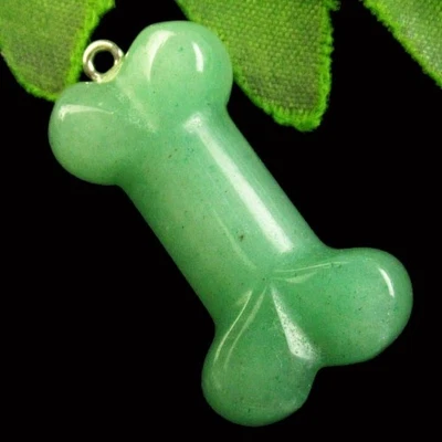 Cuentas colgantes en forma de hueso de aventurina verde 34x20x12 mm H86358 Foto 1 de 2