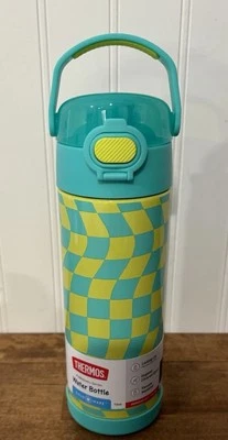 Termo 16oz Acero Inoxidable FUNtainer Botella de Agua con Mango-Teal Checkers Nuevo con Etiquetas Foto 1 de 3