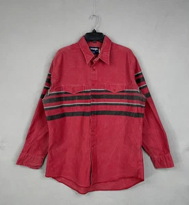 Camisa Wrangler Para Hombres 17-35 Rayas Rojas Botón Occidental Delantero Manga Larga Algodón - Imagen 1 de 13