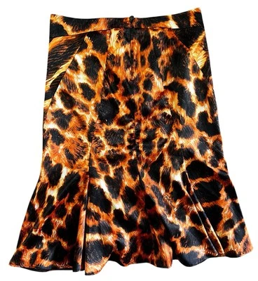 Falda Just Cavalli Naranja/Marrón/Negro Estampado Animal Hasta la Rodilla Talla 40 S/4-6 Foto 1 de 4