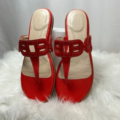 Sandalias de Tanga de Cuero Cole Haan Grand Zapatos de Diseñador Rojos Talla 7.5 Foto 1 de 4