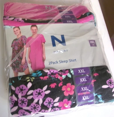 Pack de dos camisas de dormir Natori talla XXL (vestido talla 20) estampado floral y rosa Foto 1 de 3