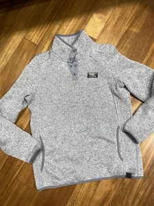 LL Bean Sweater Fleece Pewter Gray Womens Small 1/4 Snap Pullover - Picture 1 of 10