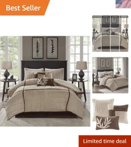Cozy Comforter Set Casual Blocks Design All Season, Matching Bed Skirt, Decor... - Picture 1 of 12