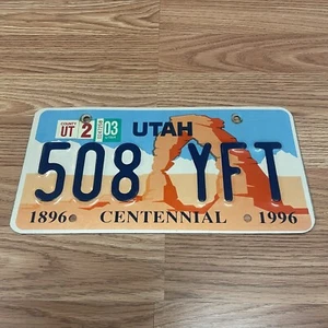 Expired 2003 Utah Centennial 1886-1996 State License Plate 508 YFT - Picture 1 of 3