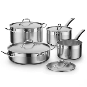 Cooks Standard 8-Pc Stainless Steel Cookware Set Oven Safe Pots & Pans w/ Lids - Picture 1 of 11