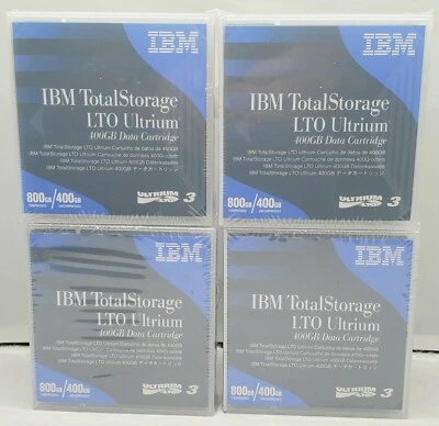 Lot of 4 IBM LTO Ultrium-3 400GB 24R1922 Data Cartridges Sealed - Image 1 of 2