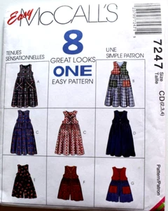 MCCALLS PATTERN 7247 JUMPER ROMPER GIRLS SIZES 2 3 4 UNCUT VINTAGE 1994 FF - Picture 1 of 2